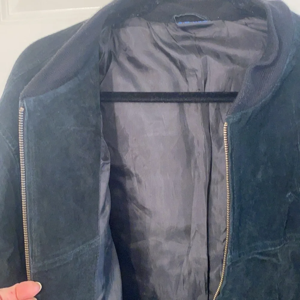 Men's Vintage Black Suede Bomber Jacket size XL